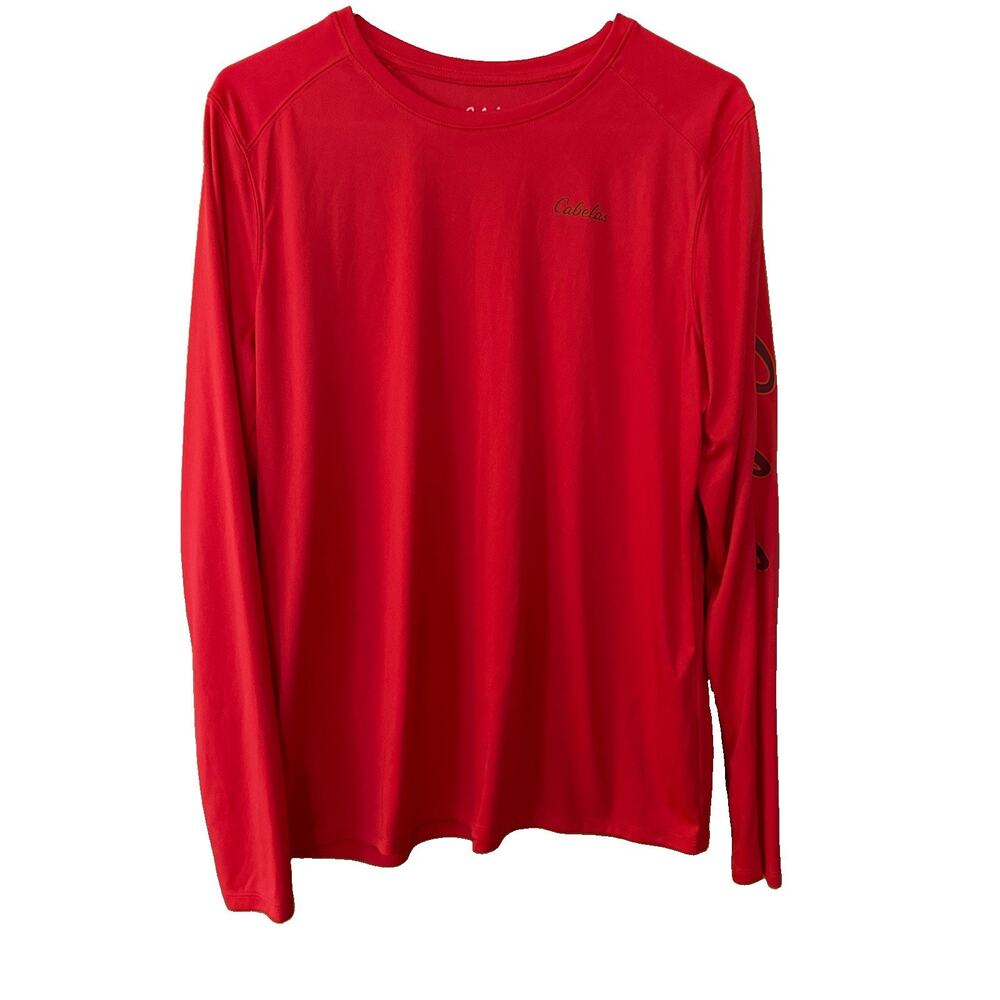 Cabelas Journey Trail Long Sleeve Red Lightweight Shirt Size L UPF 50 New!